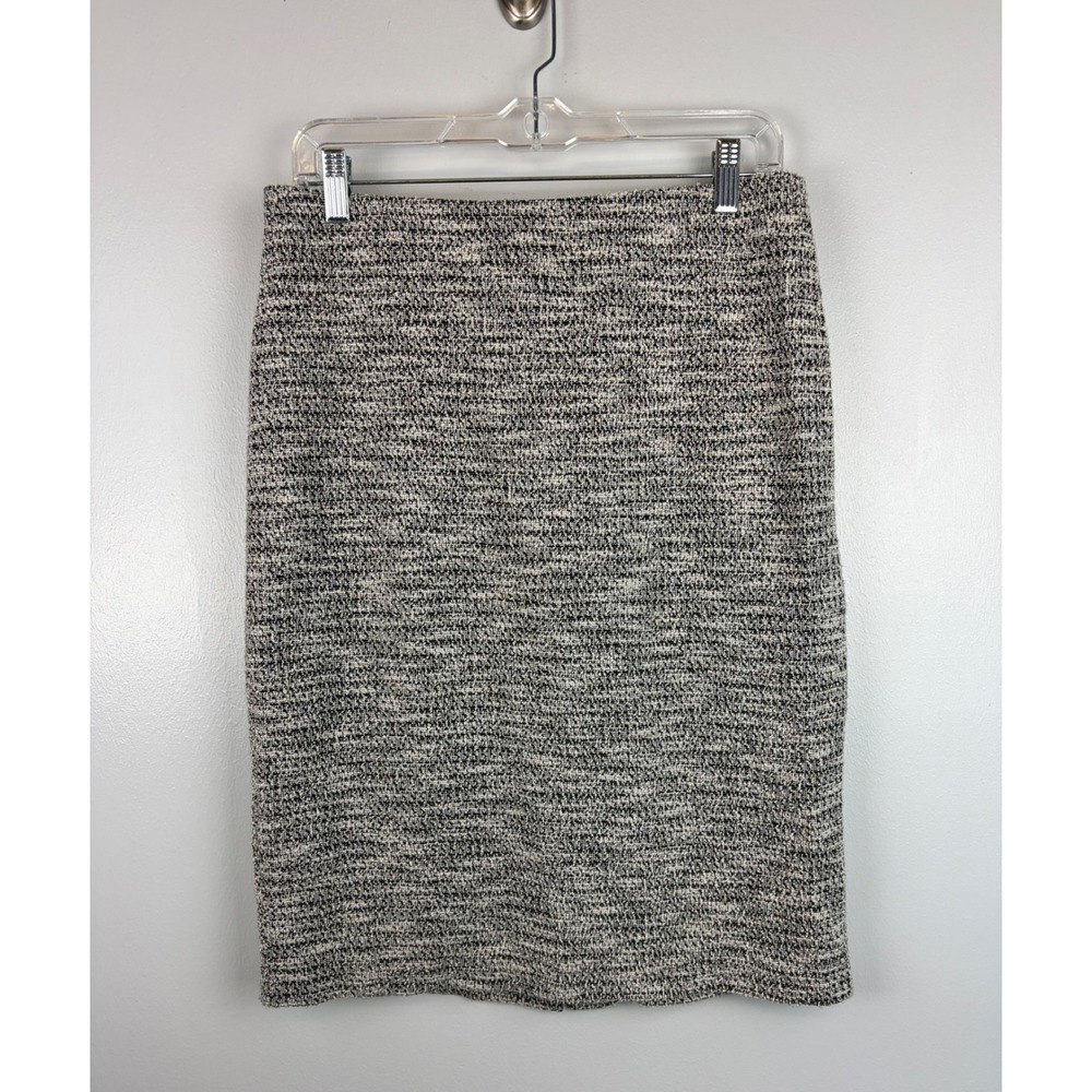 Ann Taylor Black White Tweed Pencil Skirt Size 8 Textured Business Office Career